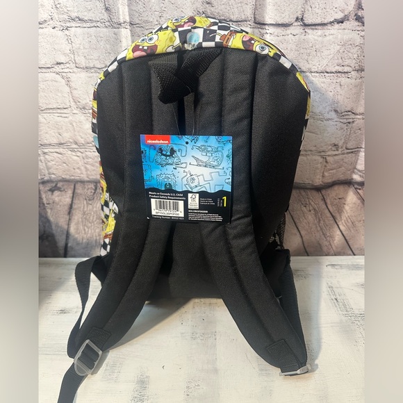 SpongeBob SquarePants jelly fishing black & white backpack new - Picture 4 of 5